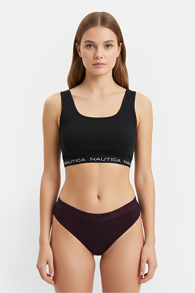 Women 2 Pieces Non Padded Brand Logo Bralette, Black