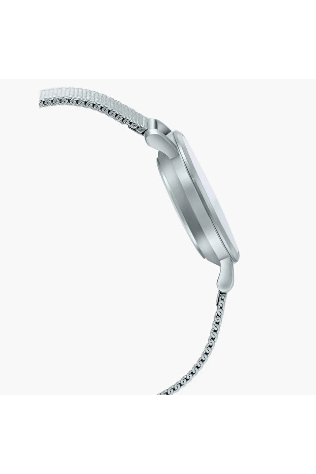 ساعة رجالية تناظرية بسوار فضي شبكي - MTP-B300M-2AVDF - 3