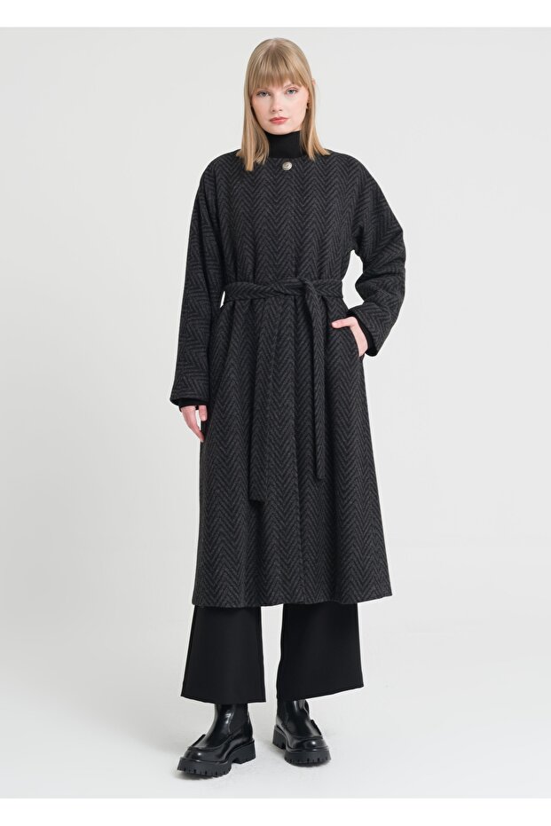 Sıfır Yaka Kırçıllı Kaban - 1