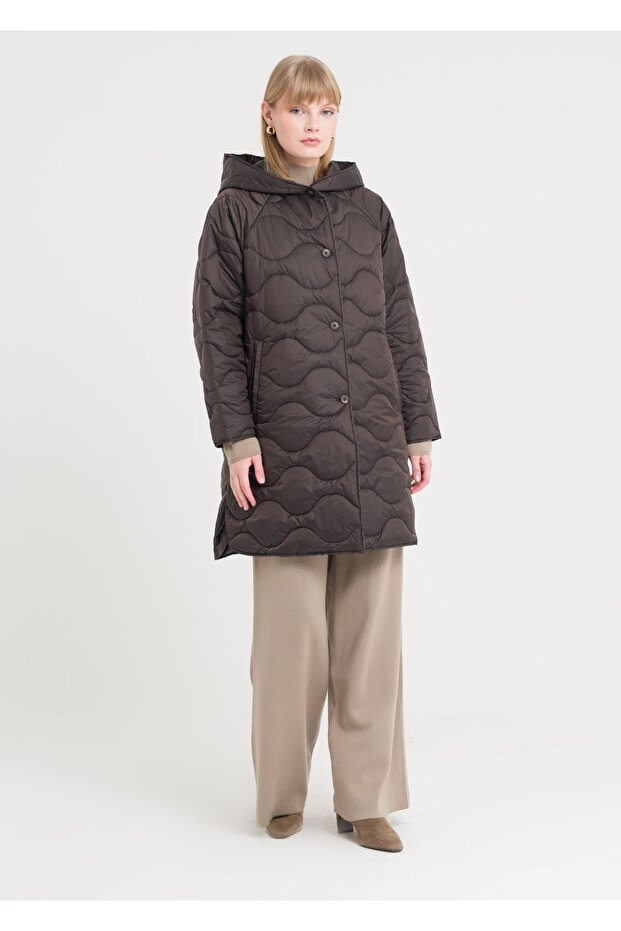 Kapşonlu Kapitone Kaban - 3