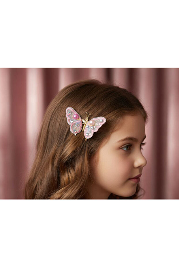 Elegant Stone Pearl Moving Butterfly Model Hair Clip