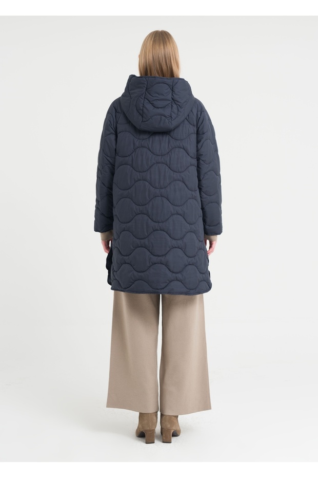 Kapşonlu Kapitone Kaban - 5