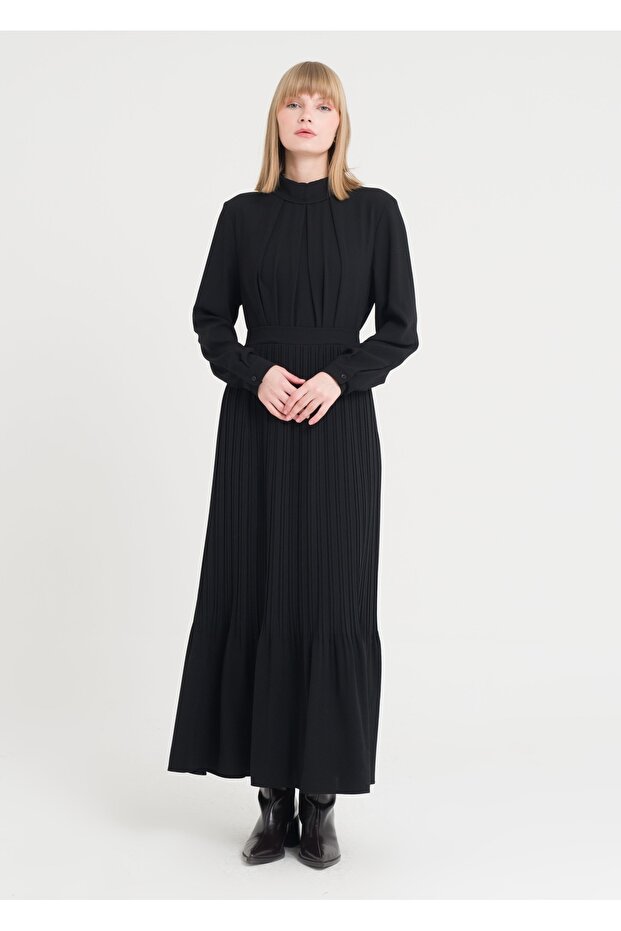 Degaje Yaka Piliseli Elbise - 1