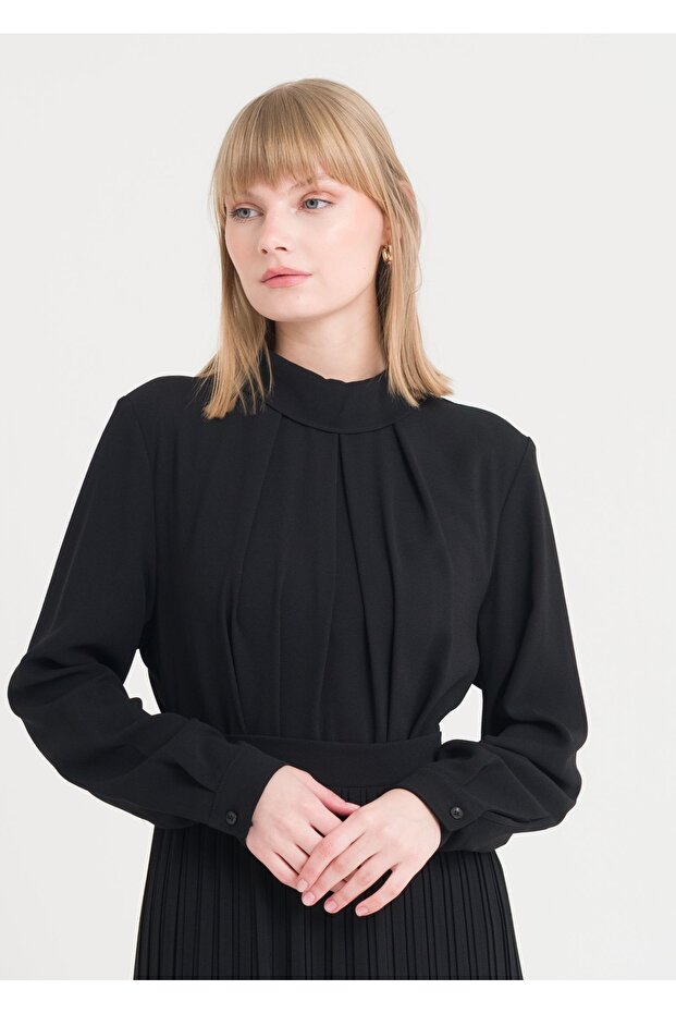 Degaje Yaka Piliseli Elbise - 6