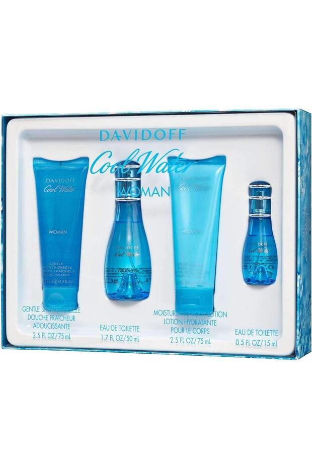 Cool Water For Women Set Eau De Toilette 50ml + Eau De Toilette 15ml + Bl 75ml + Sg 75ml