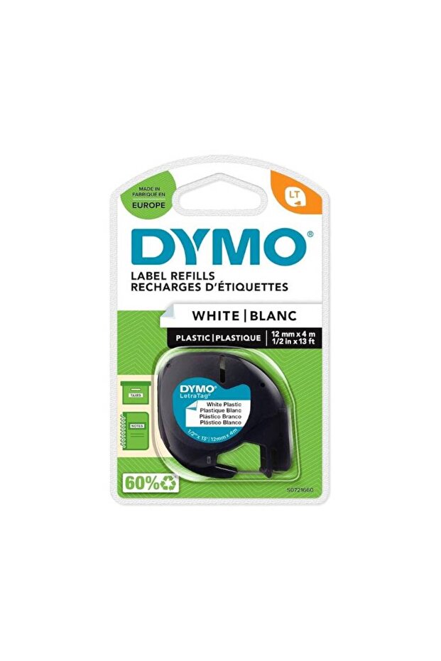 LetraTag Tape – S0721660, 12mm x 4m, Black on White