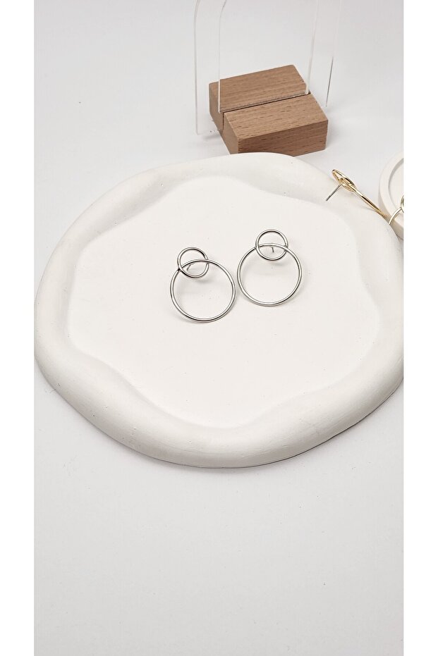 Women's Steel Hoop Detail Earrings