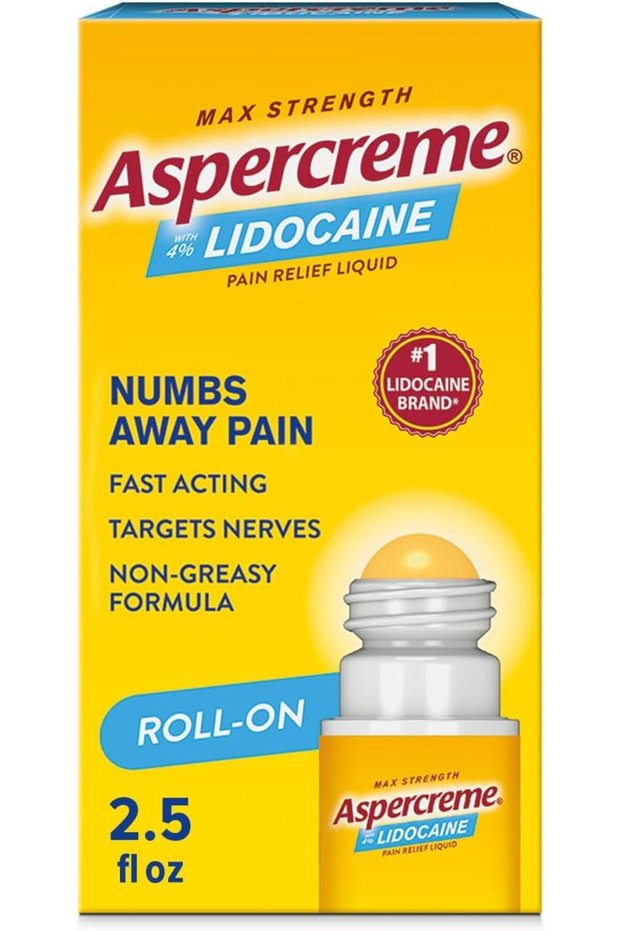 Odor Free Max Strength Lidocaine Pain Relief Liquid with Roll-On No Mess Applicator, 2.5