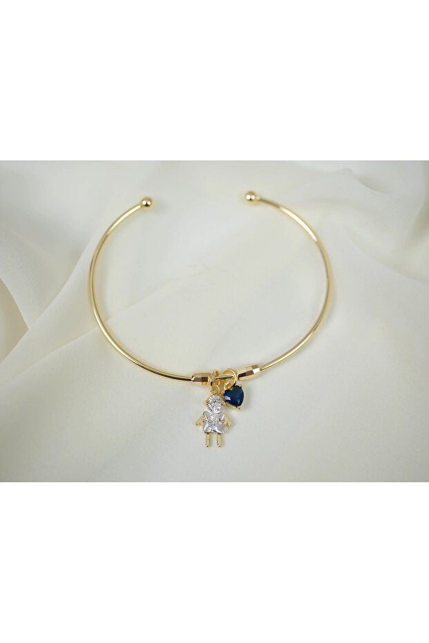 Blk107 Dark Blue Heart Boy Figure Thin Bracelet