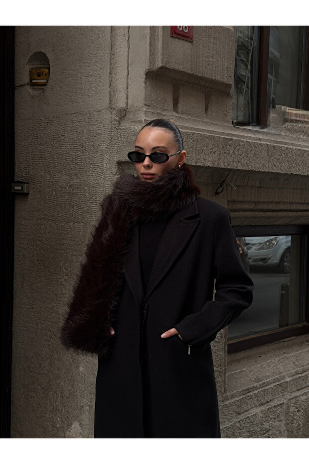 Eșarfă din blană artificială maro intens - 4