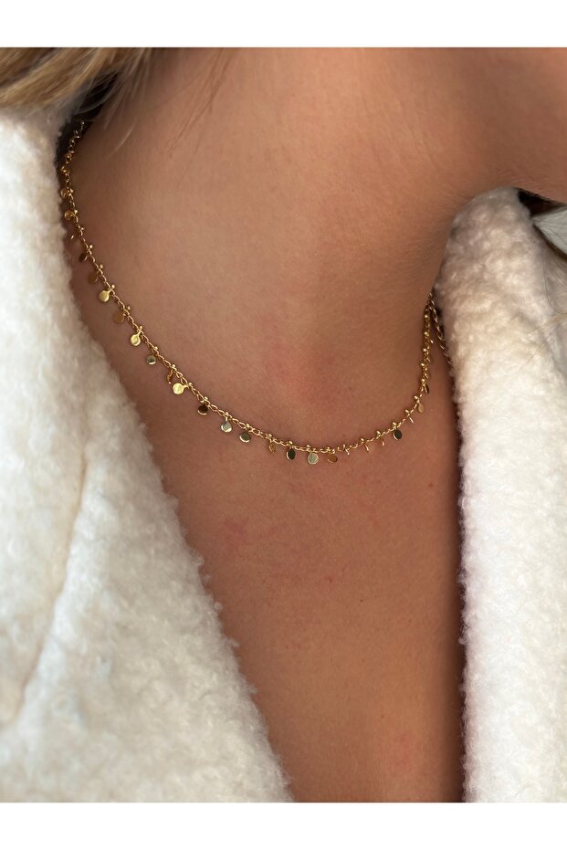 Tasarım 14K Pullu Kadın Kolye - 4