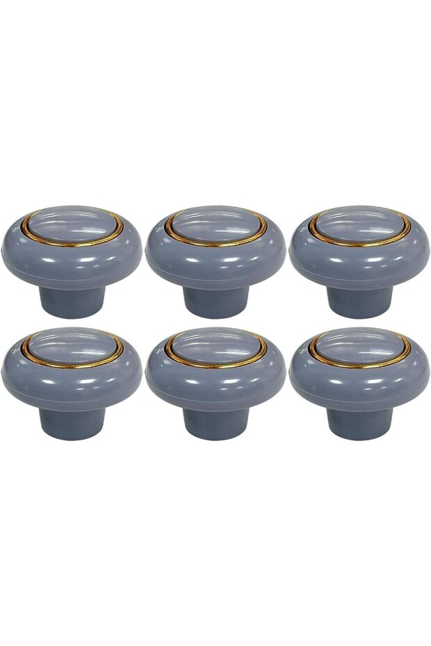 مقابض أدراج وخزائن أثاث حديثة (6 قطع، رمادي PVC) - 1