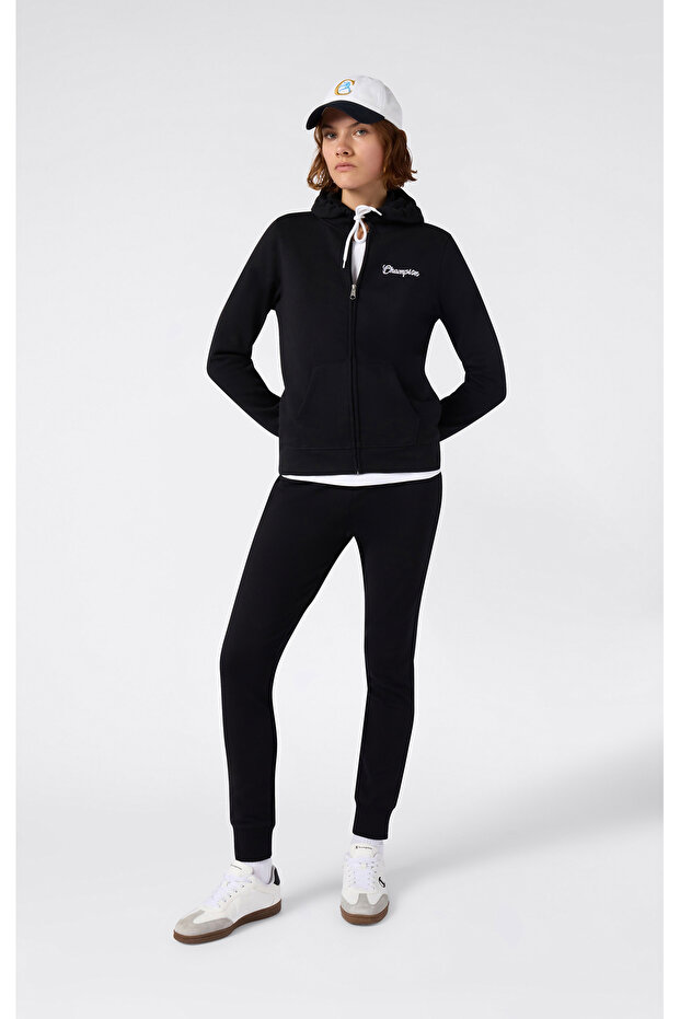Rib Cuff Pants Women's Black Sweatpants - 118101-Kk001