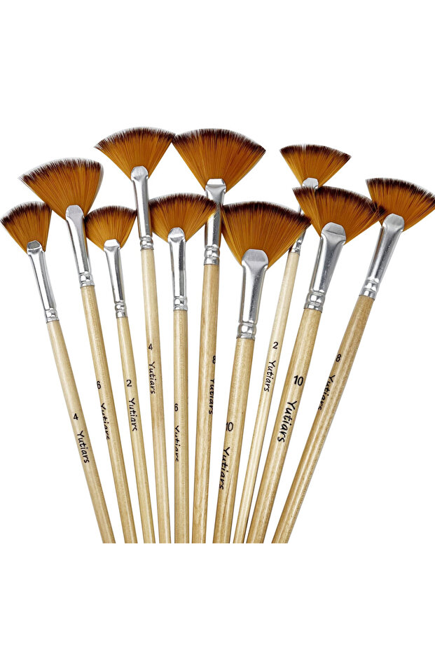 10pcs 10pcs Paint Brushes Set, Fan Brushes Acrylic Paint Brushes Oil Painting Brushes with Nylon Hai