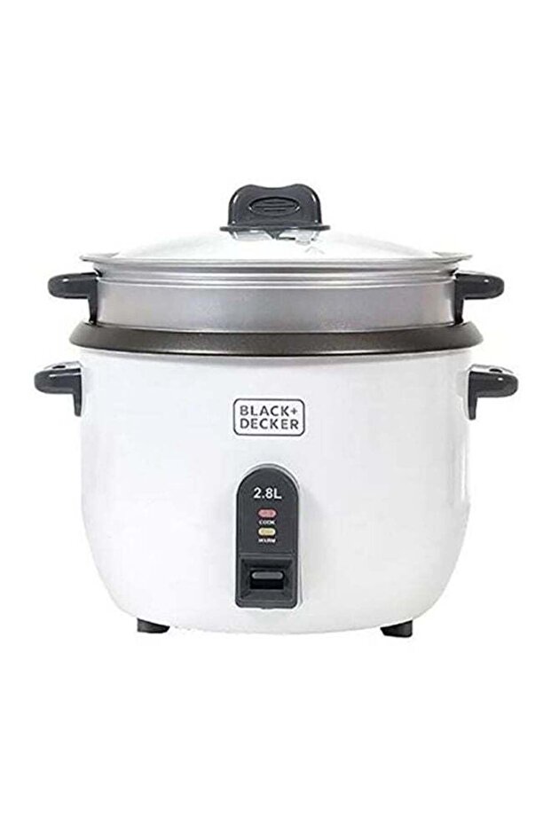 طباخ أرز بلاك+ديكر RC2850-B5، سعة 2.8 لتر، قدرة 1100 واط، لون أبيض