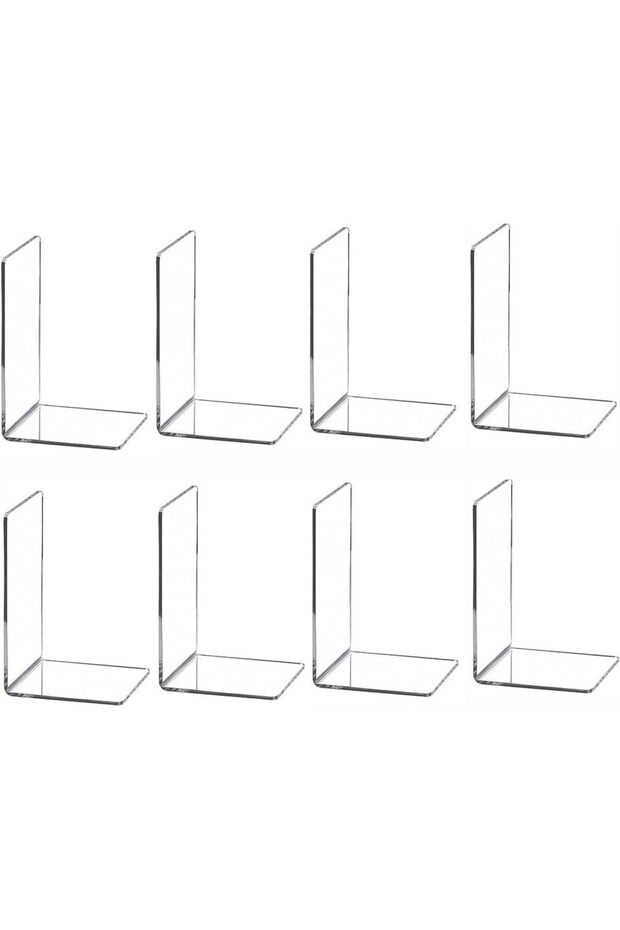 8Pcs 2-8 Pieces Book Ends, Bookends, Book Stand, Book Stopper, Clear Bookend for Shelves, Acrylic Bo