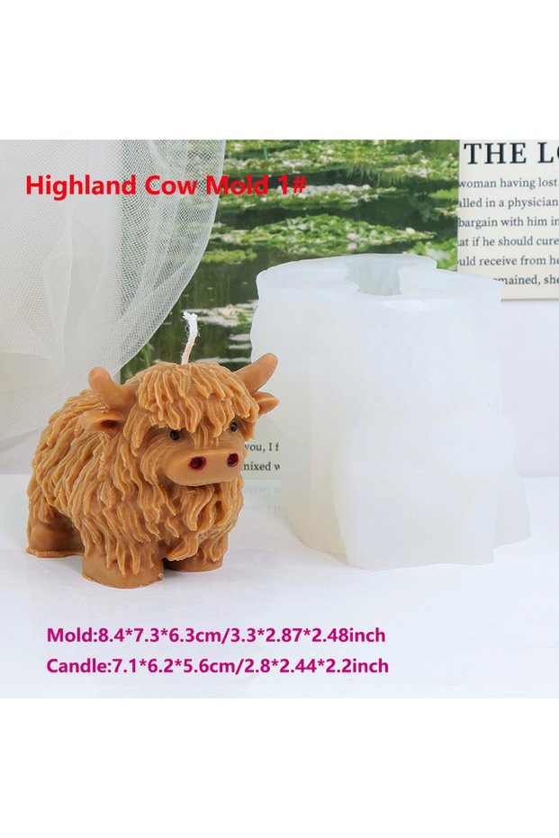 Highland Cow Mold 1 3D Highland Cow Silicone Mold Highland Yak Candle Mold Cute Animal Cattle Resin