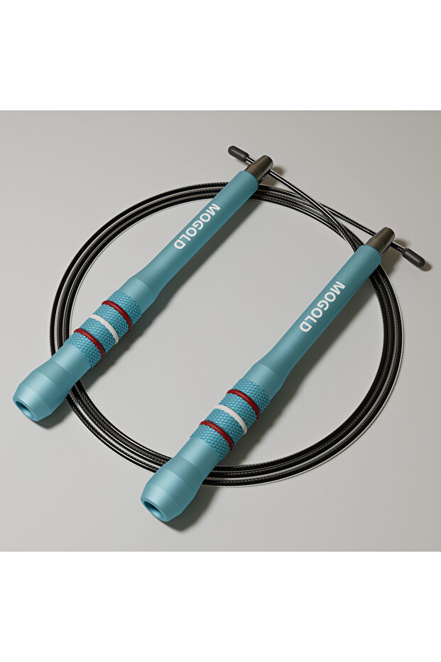 T87-Blue MOGOLD Professional Jump Rope - High-Quality Steel Cable & Lightweight Comfort Handles for