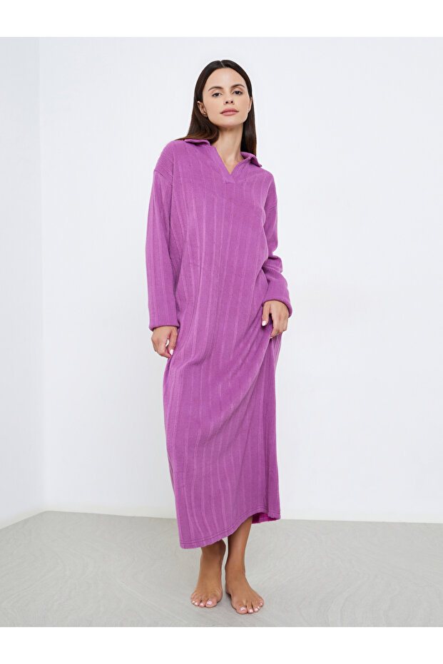 Ribbed Long Sleeve Sleep T-Shirt Dress