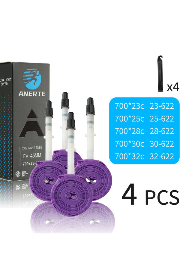 Presta Valve 700c 28-32C 28gPURPLE-45mm4pc NPY Quality Road Bicycle TPU Inner Tube 700x23C 25C 26C 2