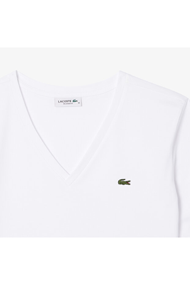 تيشيرت قطني ناعم بياقة على شكل حرف V قصة مريحة - TF7300-00-001 - 5