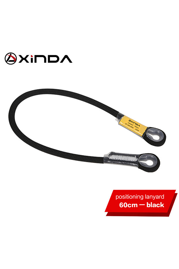 Black-60cm Xinda Rock Climbing Lanyard 10.5mm Static Rope 20KN Protective Eye-to-eye Pre-Sewn Cord L