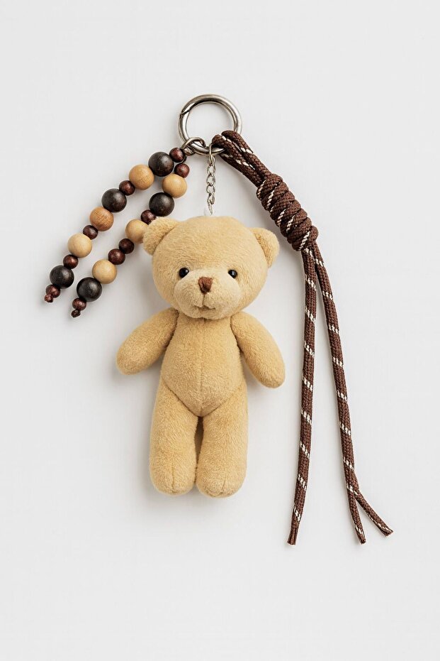 Bag Charm Accessory Brown Bead-Teddy Bear-String 1012