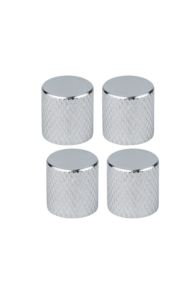FLEOR 4pcs Metal Guitar Bass Knobs Control Knobs Chrome Flat Top - 7