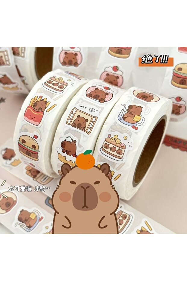 500Pcs 500Pcs Cute Cartoon Capybara Hand Account Decorative Sticker for Children DIY Roll Sticker Ad