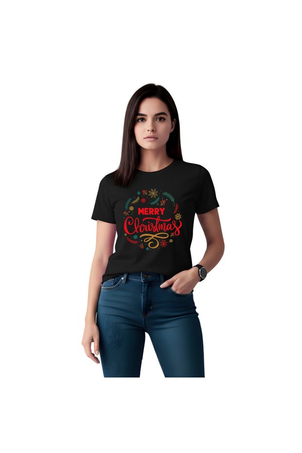 Christmas Adult Women's T-Shirt with Fun Christmas Design - Christmas Parties and Gift Giving