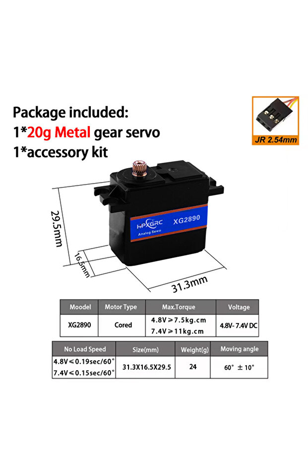 XG2890 20G Servo HPXGRC Waterproof Servo 9g 17g 20g Digital Micro Servo for RC Plane Drone Mini Car