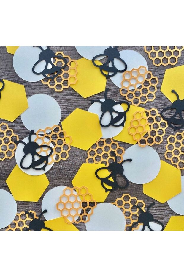 100pcs 100 Pcs/Set Paper Bee Hive Confetti Black Golden Bumble Bee Confetti For Table Decoration Par