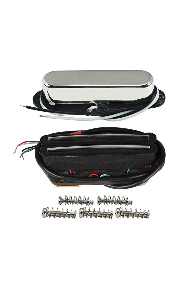 Chrome N and Black B FLEOR 2PCS TL Guitar Pickup Set Alnico 5 Neck Pickup+Hot Dual Rails Humbucker B