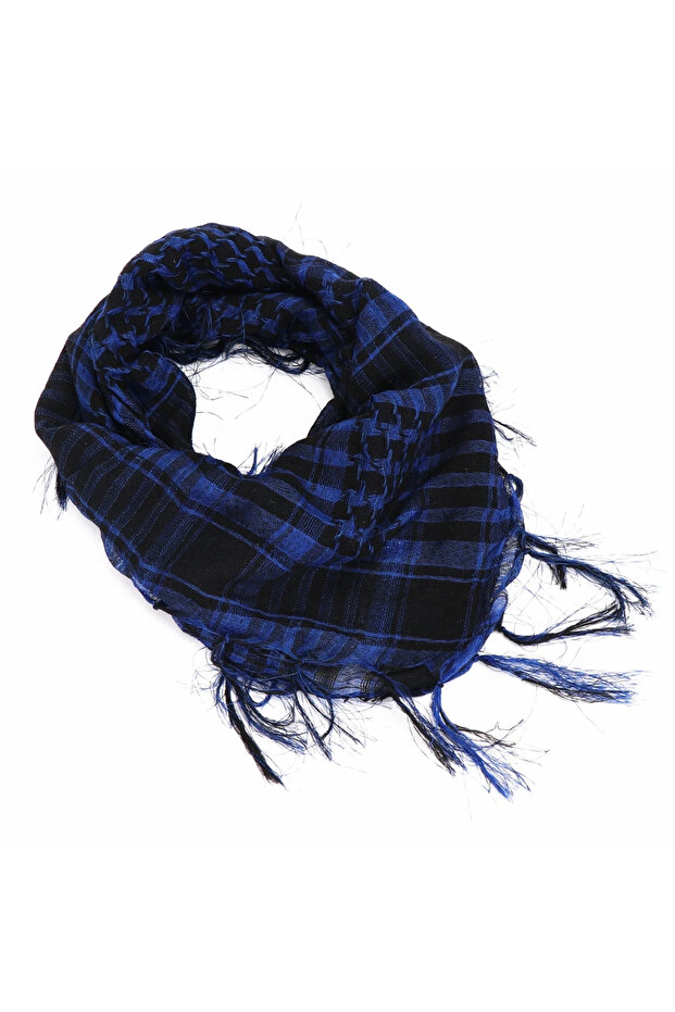 1PCS Blue 1/3Pcs Men's Outdoor Hiking Shawl With Tassel Plaid Desert Scarf Arab Tactical Army Turb.