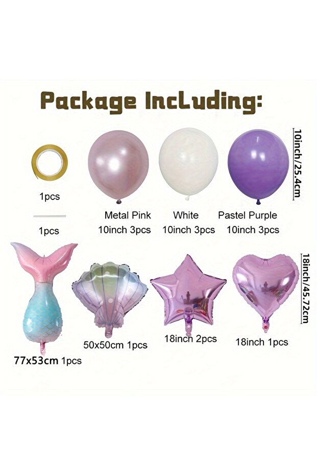other 16pcs 16pcs/set Mermaid Tail Shells Balloons Under the Deep Sea Mermaid Theme Party Decoration