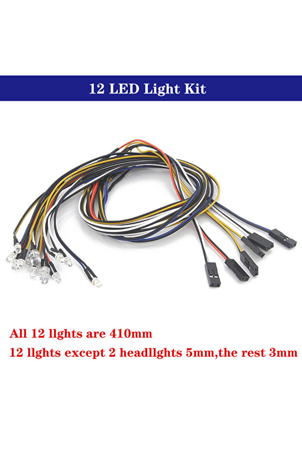 وحدة تحكم إضاءة محاكاة DUMBORC FZD بـ 12 مصباح LED، طقم نظام إضاءة 12 LED لسيارات التحكم عن بعد بمقياس 1/8 و1/10