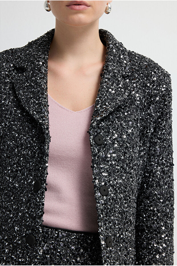 Payetli Triko Ceket - 3