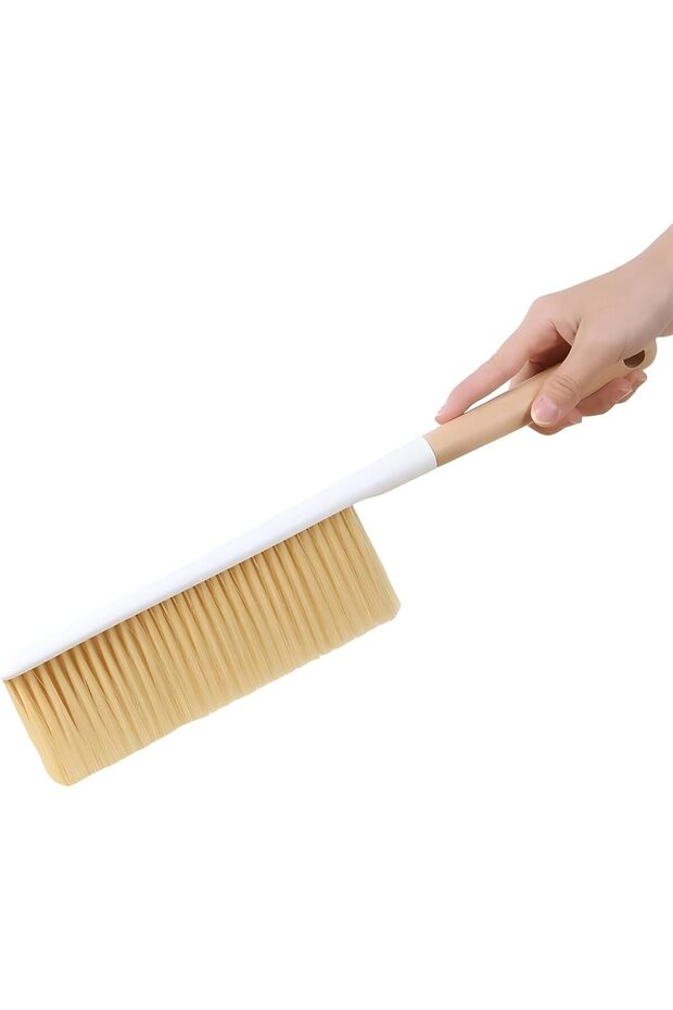 Soft Bristle Hand Broom with Wooden Handle - Multi-Surface Lightweight Duster