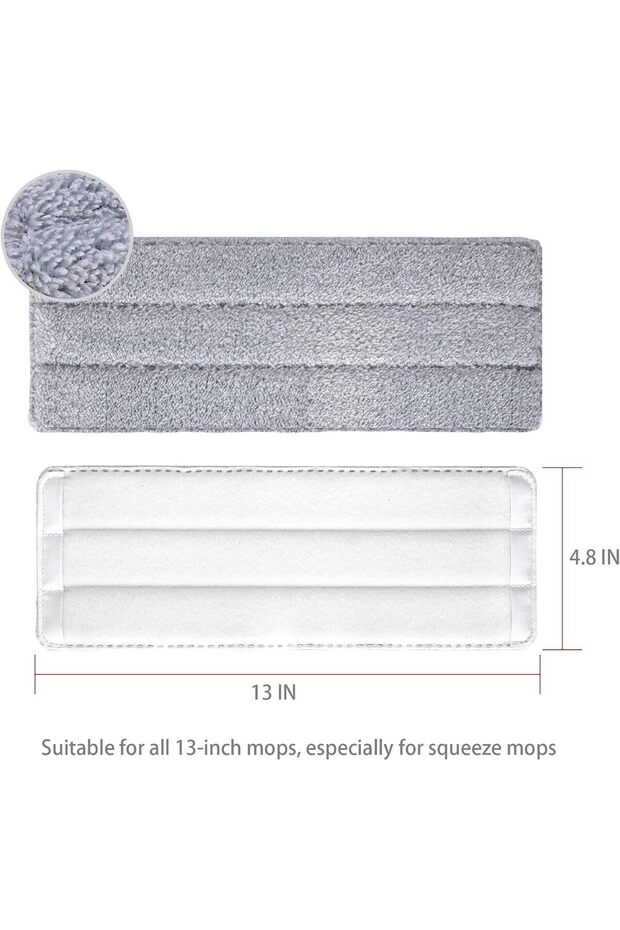 6PCS Microfiber Mop Pads Flat Replacement Heads for Wet/Dry Mops (13" x 4.7")