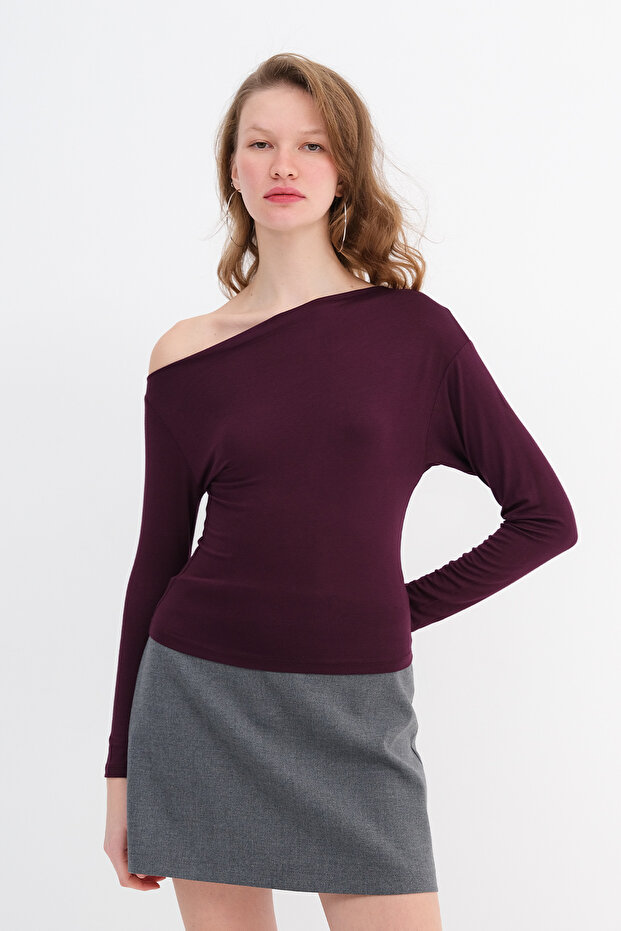 Kayık Yaka Basic Bluz B1873 - 5