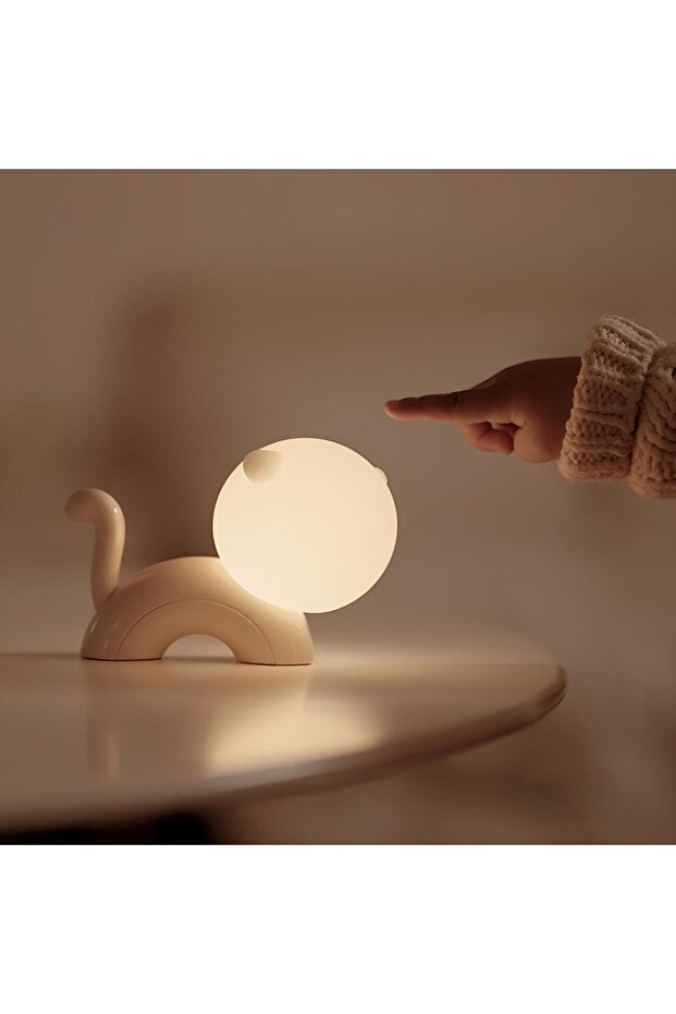 Rechargeable Cat Night Light for Kids - Soft Silicone Touch Sensor, Dimmable LED, 20-Min Timer