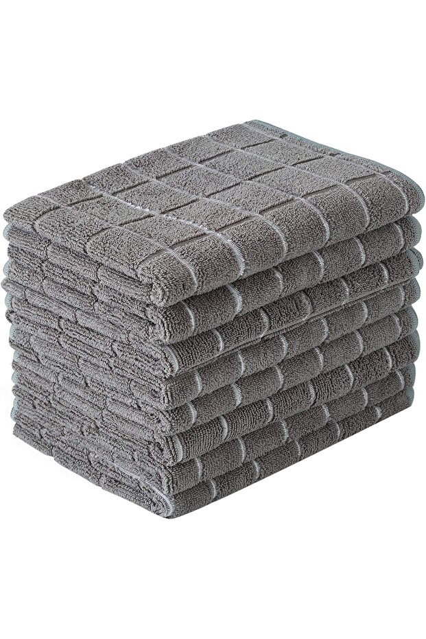 Microfiber Dish Towels - 8 Pack (Lattice Gray) - 26 x 18 Inch