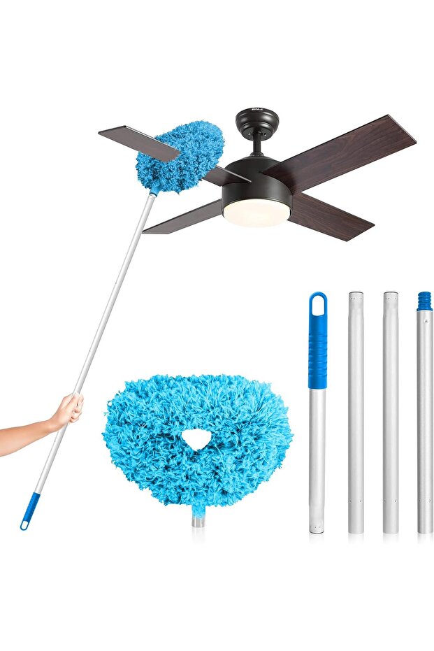 Ceiling Fan Cleaner Duster with Extendable 13-50 Inch Pole (Blue)