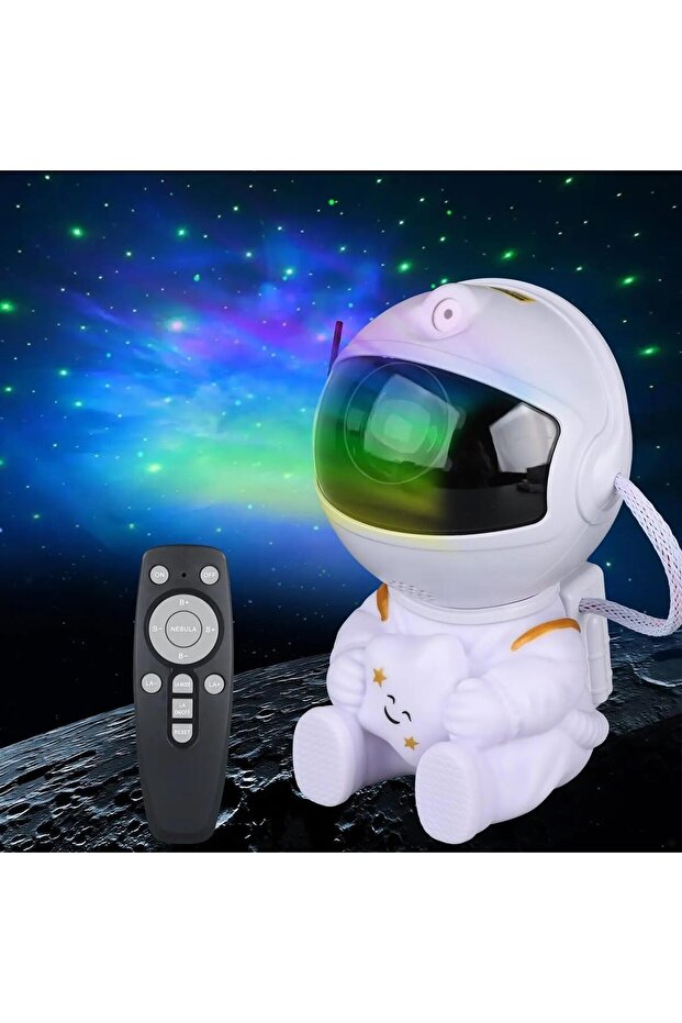 Astronaut Galaxy Projector - Astronaut Design, Remote, 360° Rotation (White Astronaut - Moon De