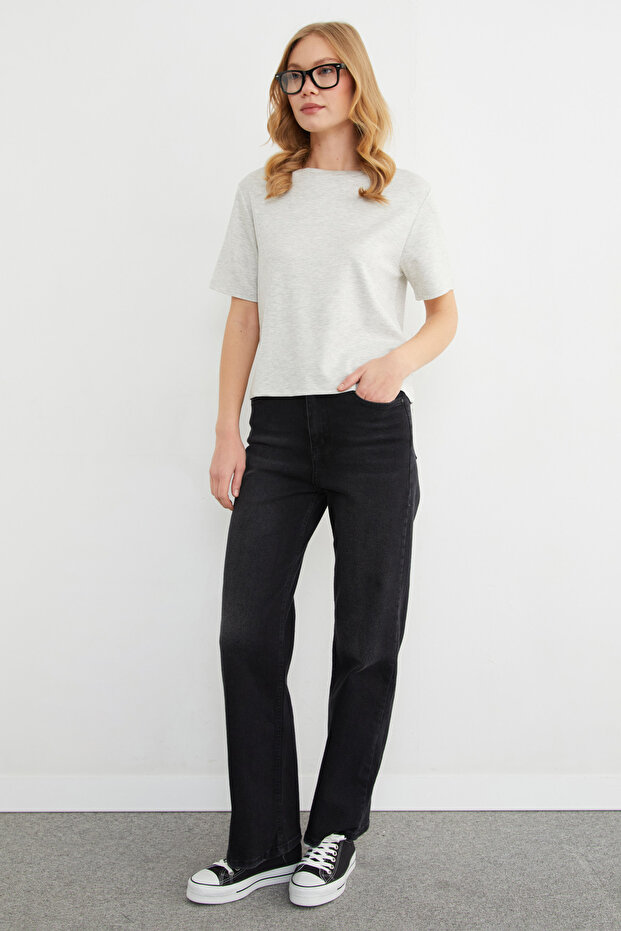 Basic Bisiket Yaka Modal Tişört - 5