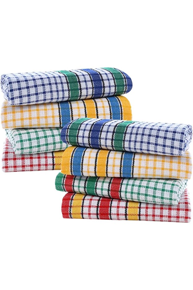 Kitchen Towels - Super Absorbent 90% Cotton 10% Polyester, 8-Pack (Assorted)