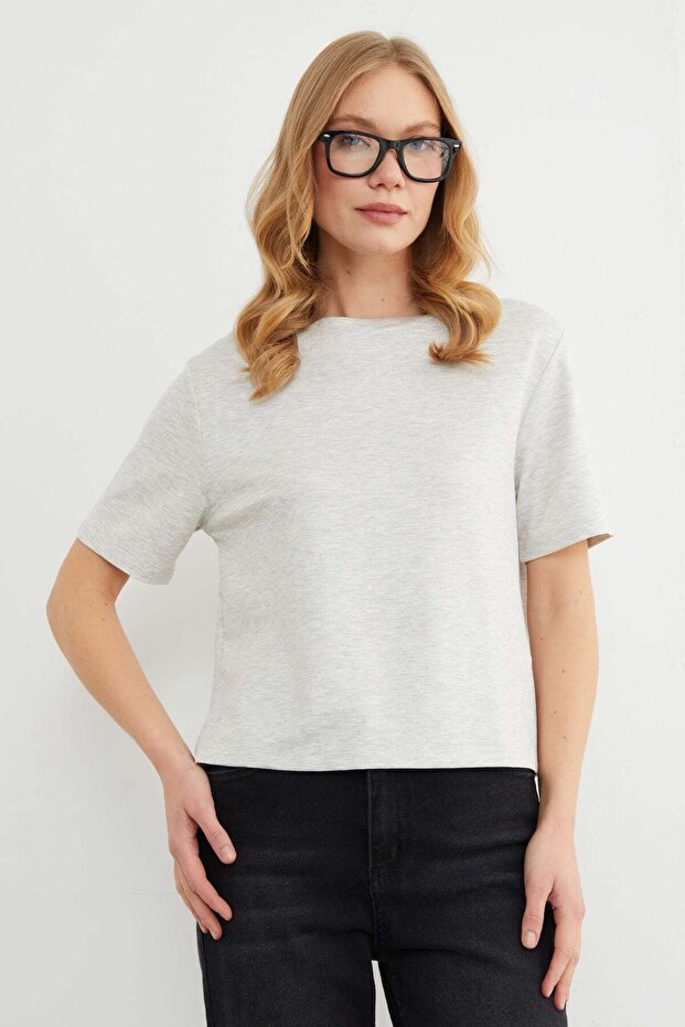 Basic Bisiket Yaka Modal Tişört - 4