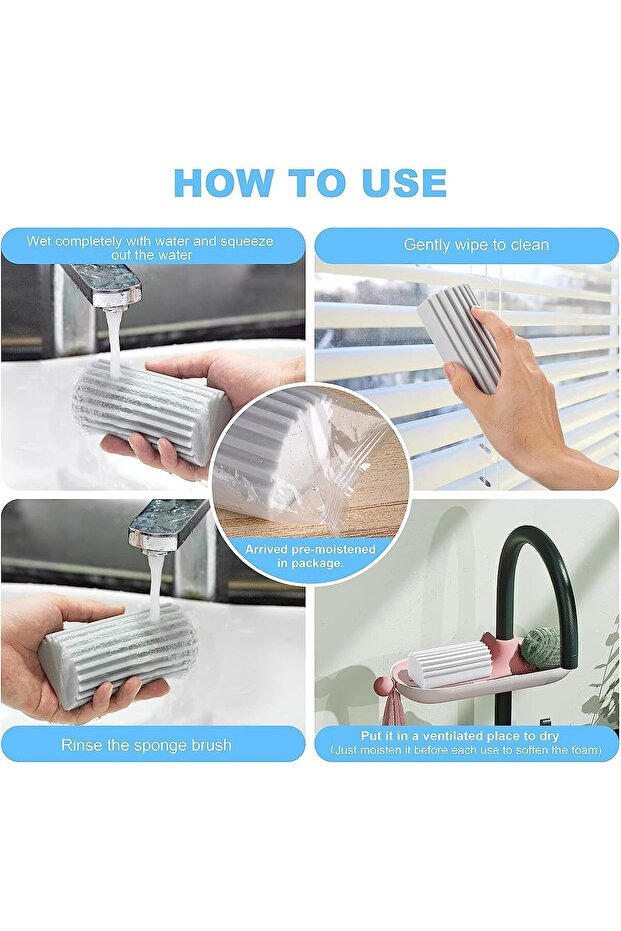 2 pcs Damp Clean Sponge Duster (Grey) - 7