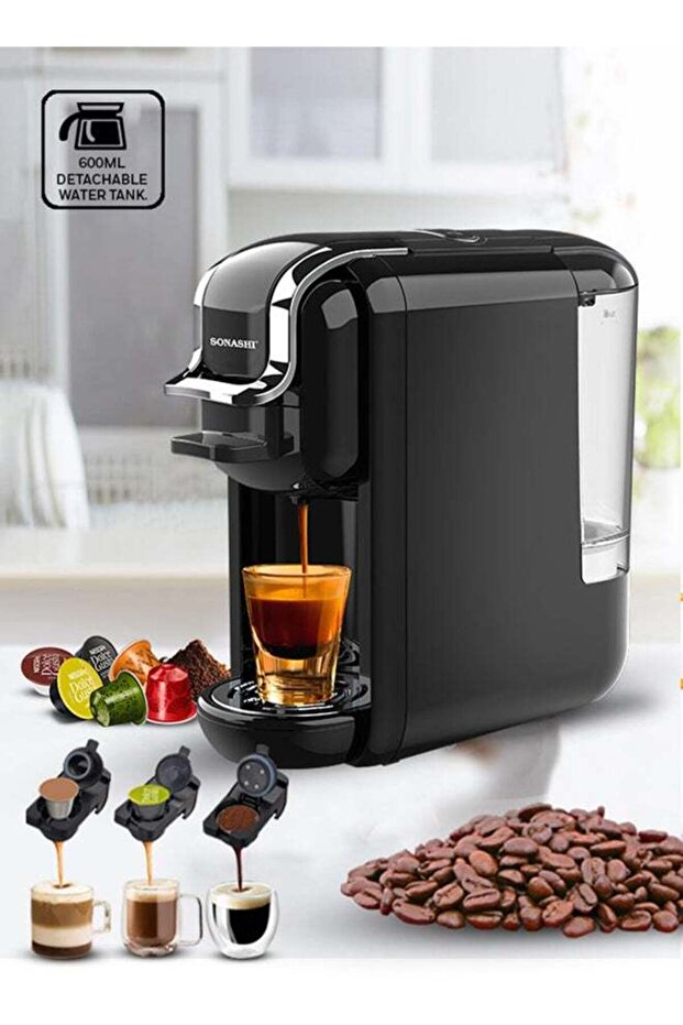 3-in-1 Multifunction Espresso Coffee Machine SCM-4969 (600ml, 1450W, Black)