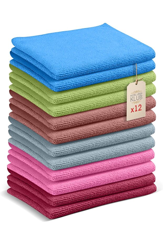 12-Pack Microfiber Wash Cloths, 40x40 cm, Mixed Colors